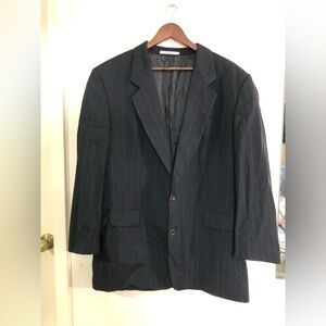 Vintage Hugo Boss Wool Black Striped 2-Button Suit Blazer 44L Inner Pockets